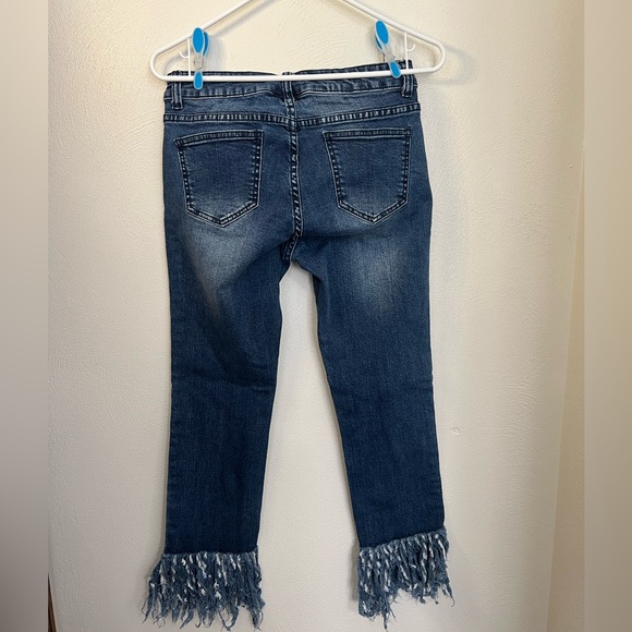 LITZ JEANS Ankle Fray Fringe Denim Jeans Medium Wash Women's Waist Size 28 - Picture 4 of 6